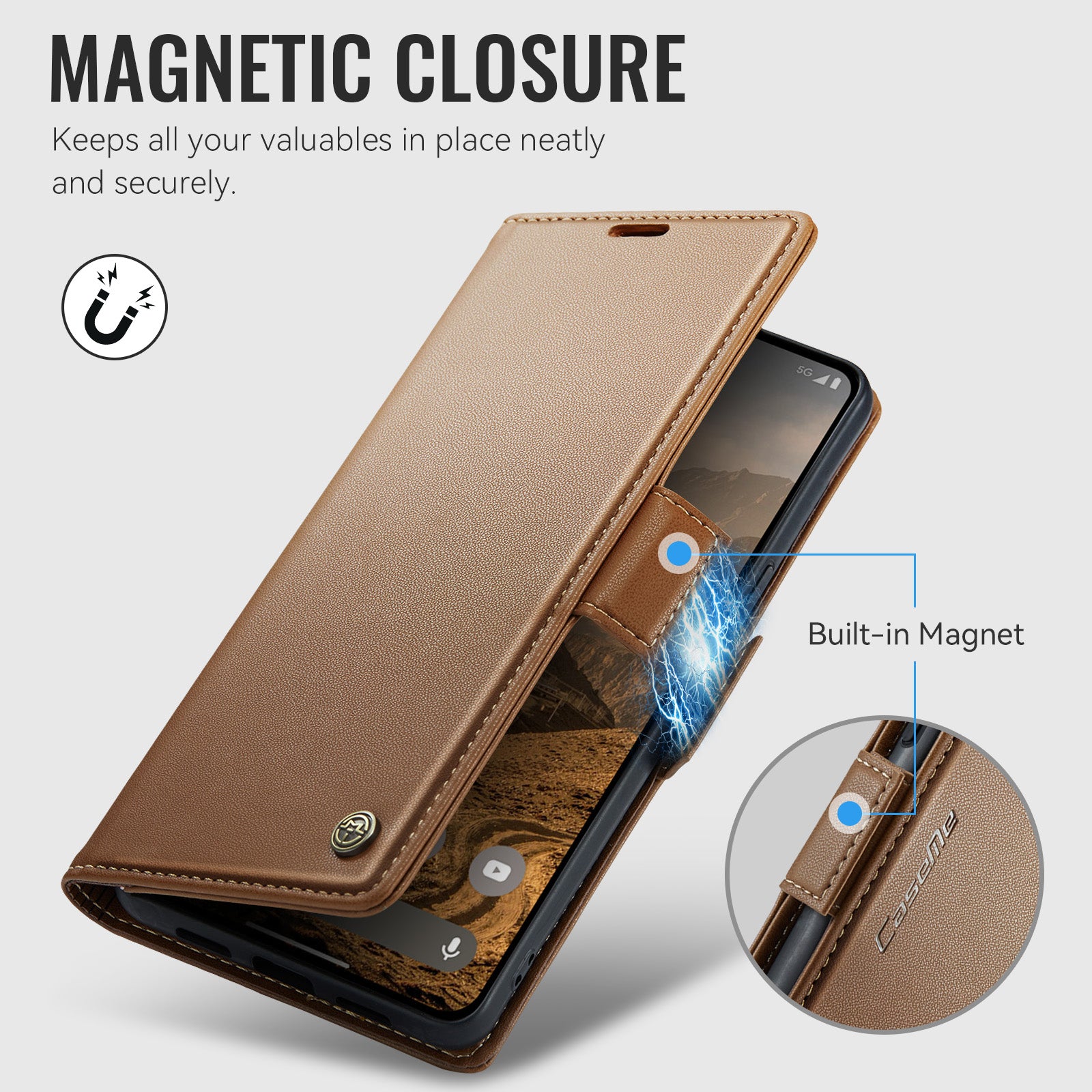 Google Pixel 11 Pro XL CaseMe Retro Wallet Case [Brown]