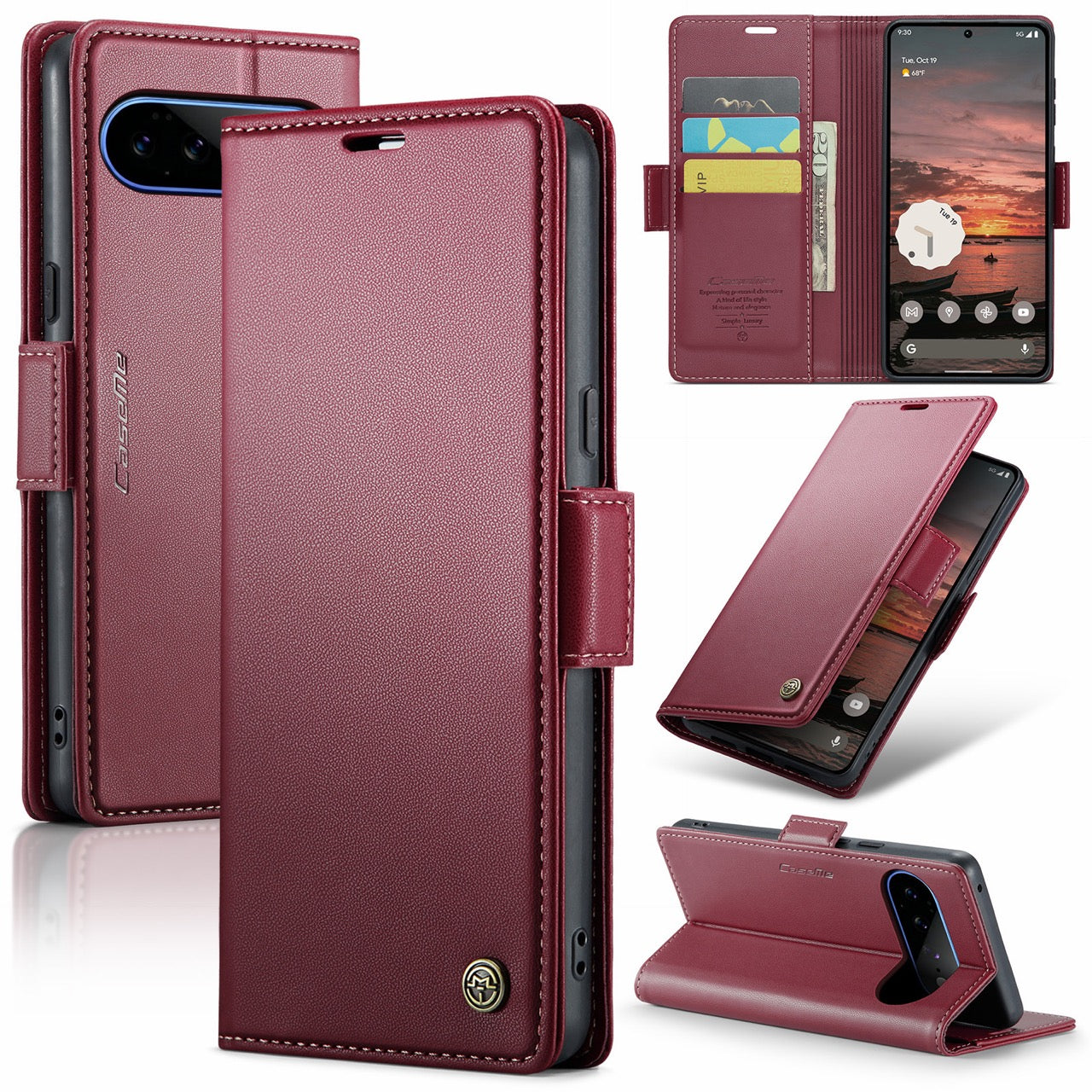 Google Pixel 11 Pro XL CaseMe Retro Wallet Case [Maroon]