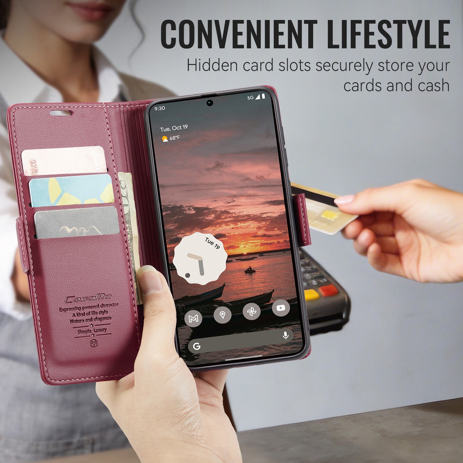 Google Pixel 11 Pro XL CaseMe Retro Wallet Case [Maroon]