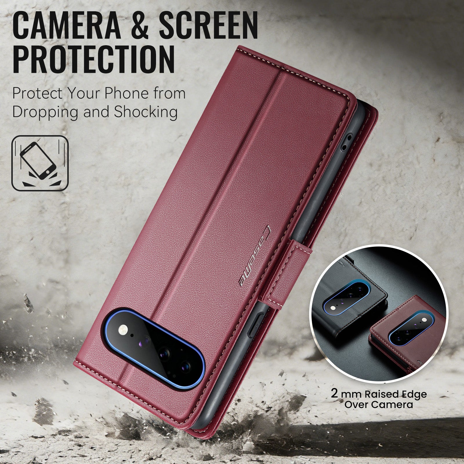 Google Pixel 11 Pro XL CaseMe Retro Wallet Case [Maroon]