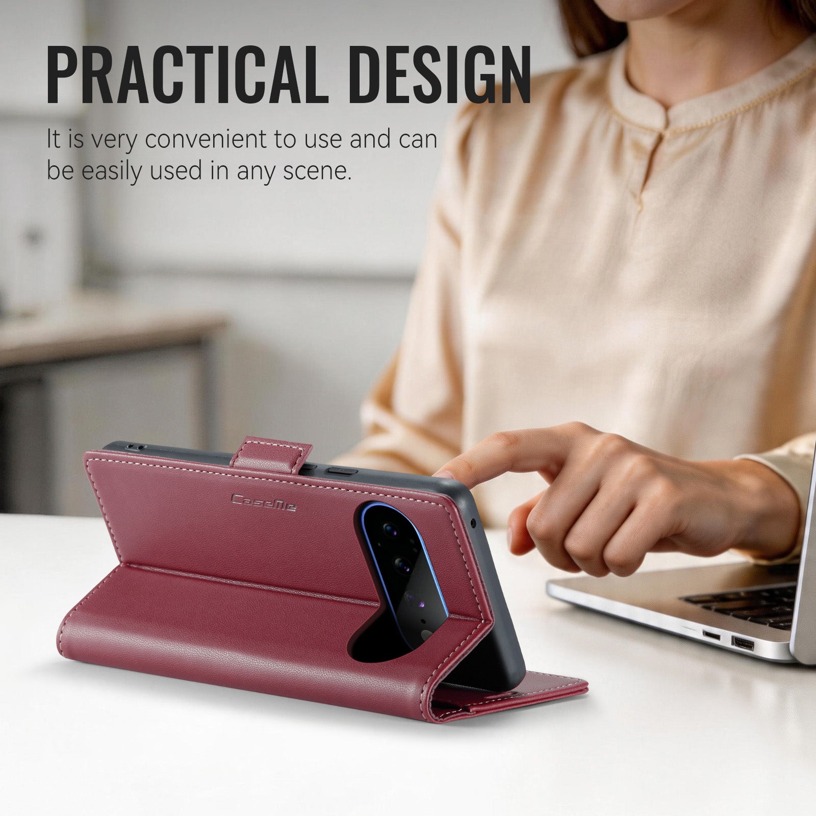 Google Pixel 11 Pro XL CaseMe Retro Wallet Case [Maroon]