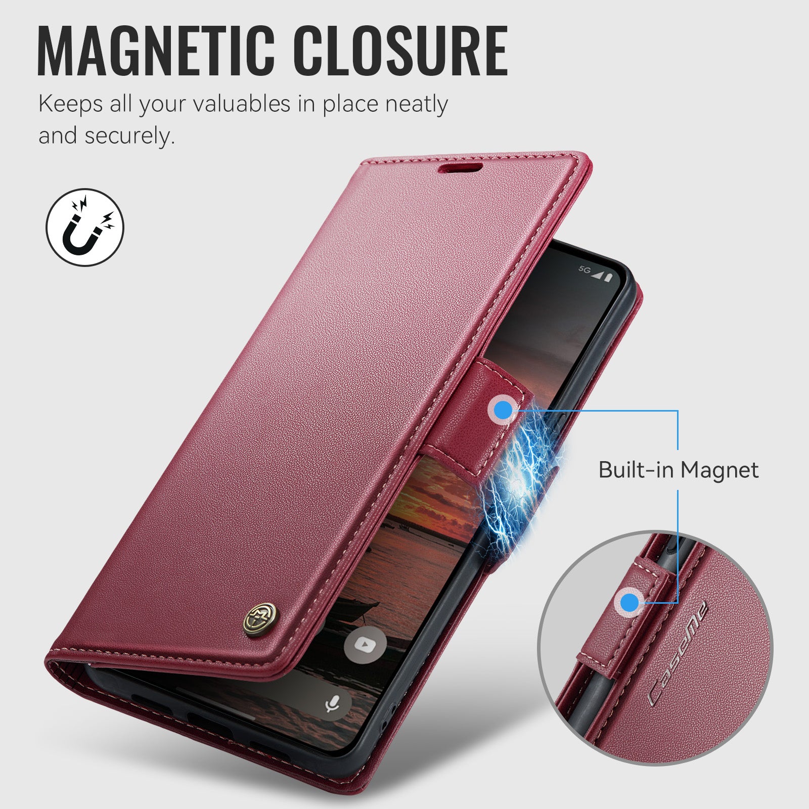 Google Pixel 11 Pro XL CaseMe Retro Wallet Case [Maroon]