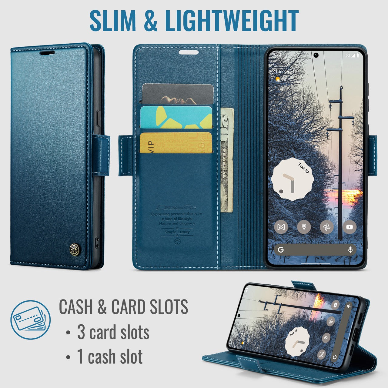 Google Pixel 11 Pro XL CaseMe Retro Wallet Case [Navy]