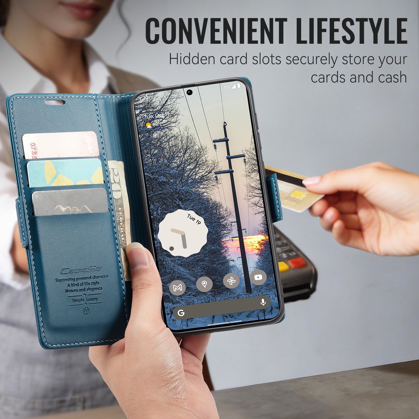 Google Pixel 11 Pro XL CaseMe Retro Wallet Case [Navy]