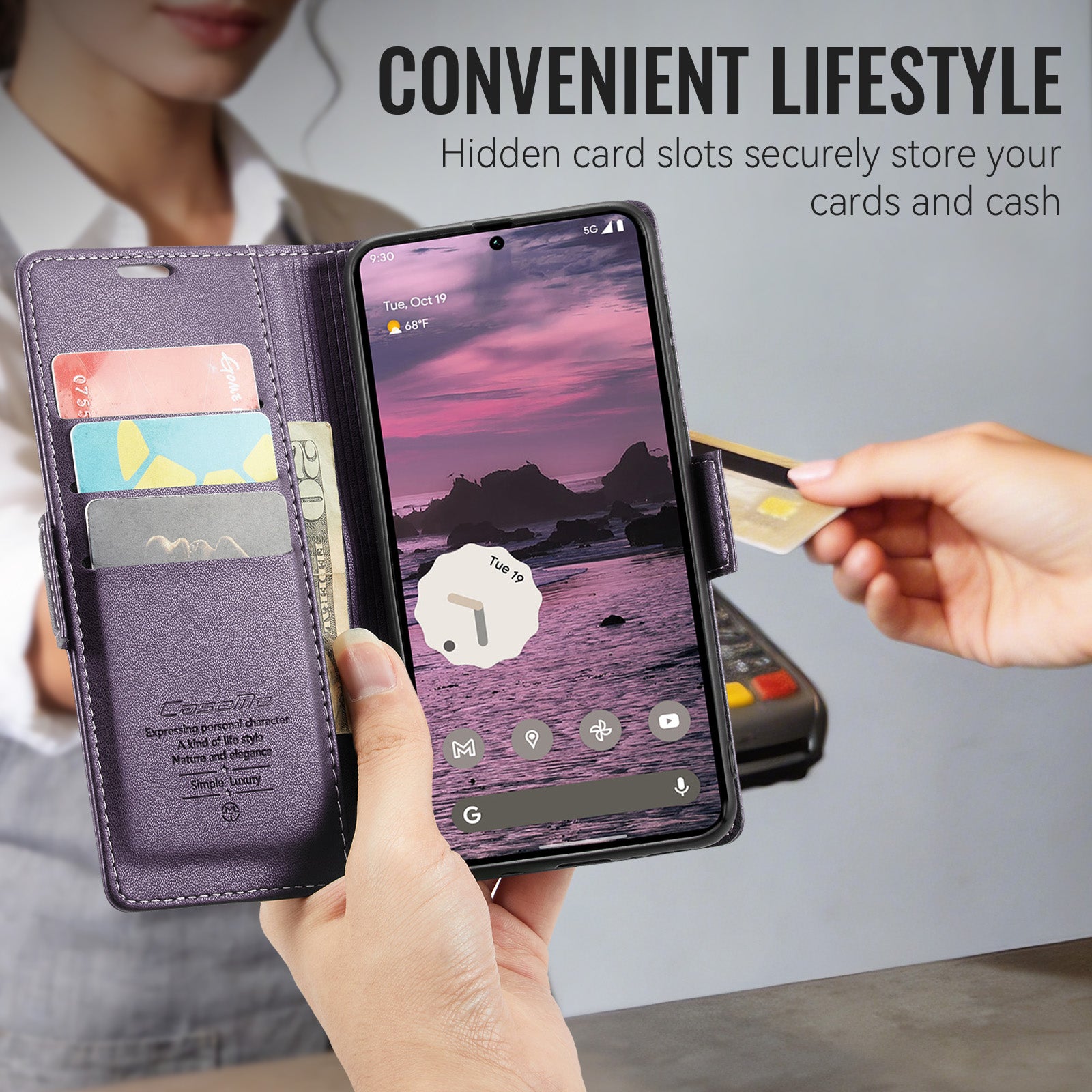 Google Pixel 11 Pro XL CaseMe Retro Wallet Case [Purple]