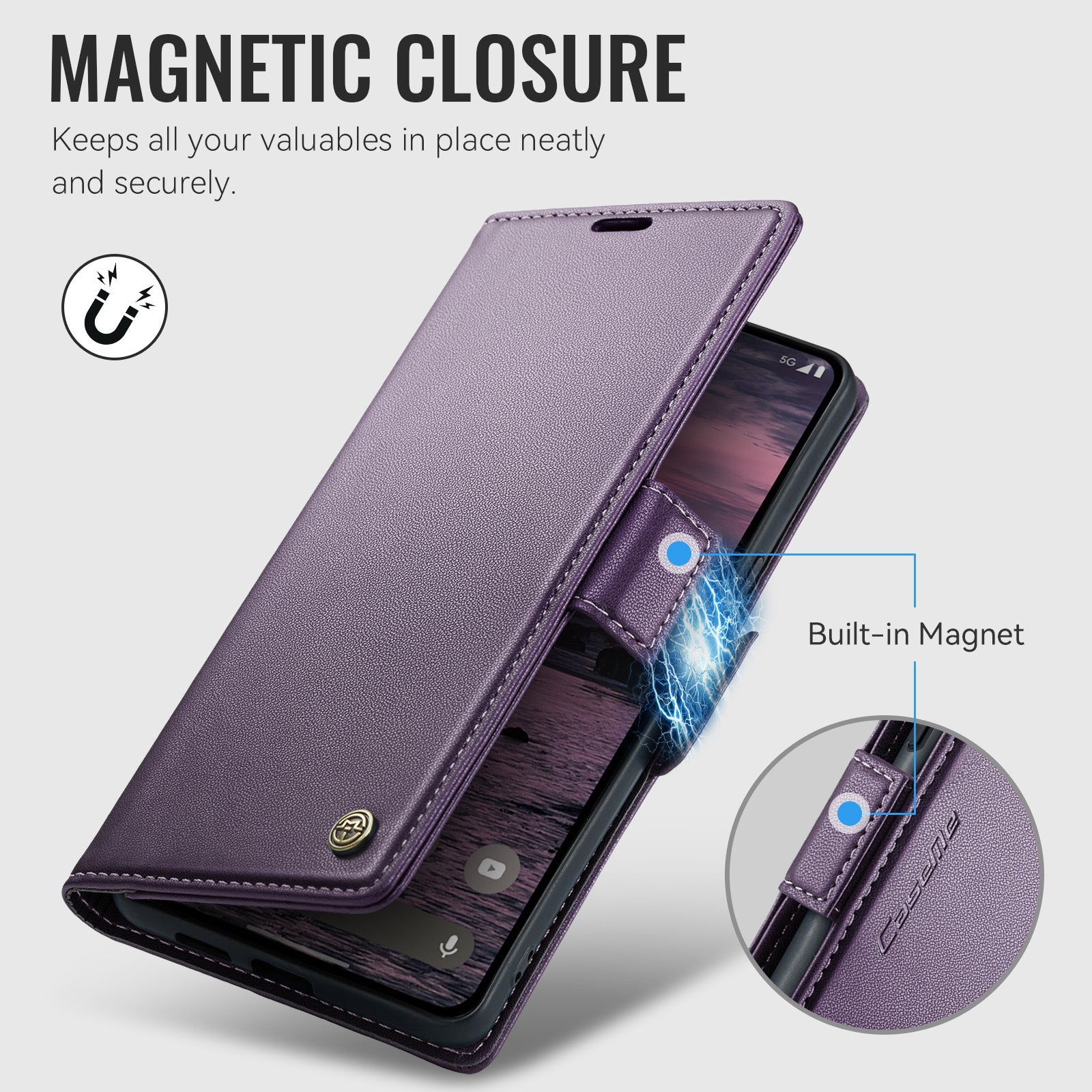 Google Pixel 11 Pro XL CaseMe Retro Wallet Case [Purple]