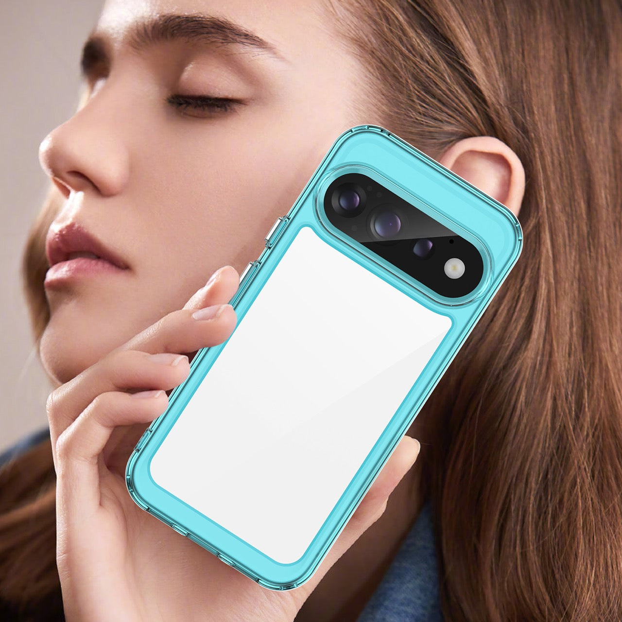 Google Pixel 11 Pro XL Soft TPU Bumper Shockproof Cover Case [Clear Blue]