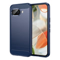 Google Pixel 9a Carbon Fibre TPU Case Slim Shockproof Cover Navy - Navy