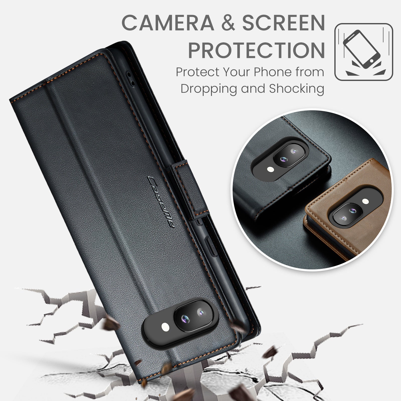 Google Pixel 9a CaseMe Retro Wallet Case [Black]