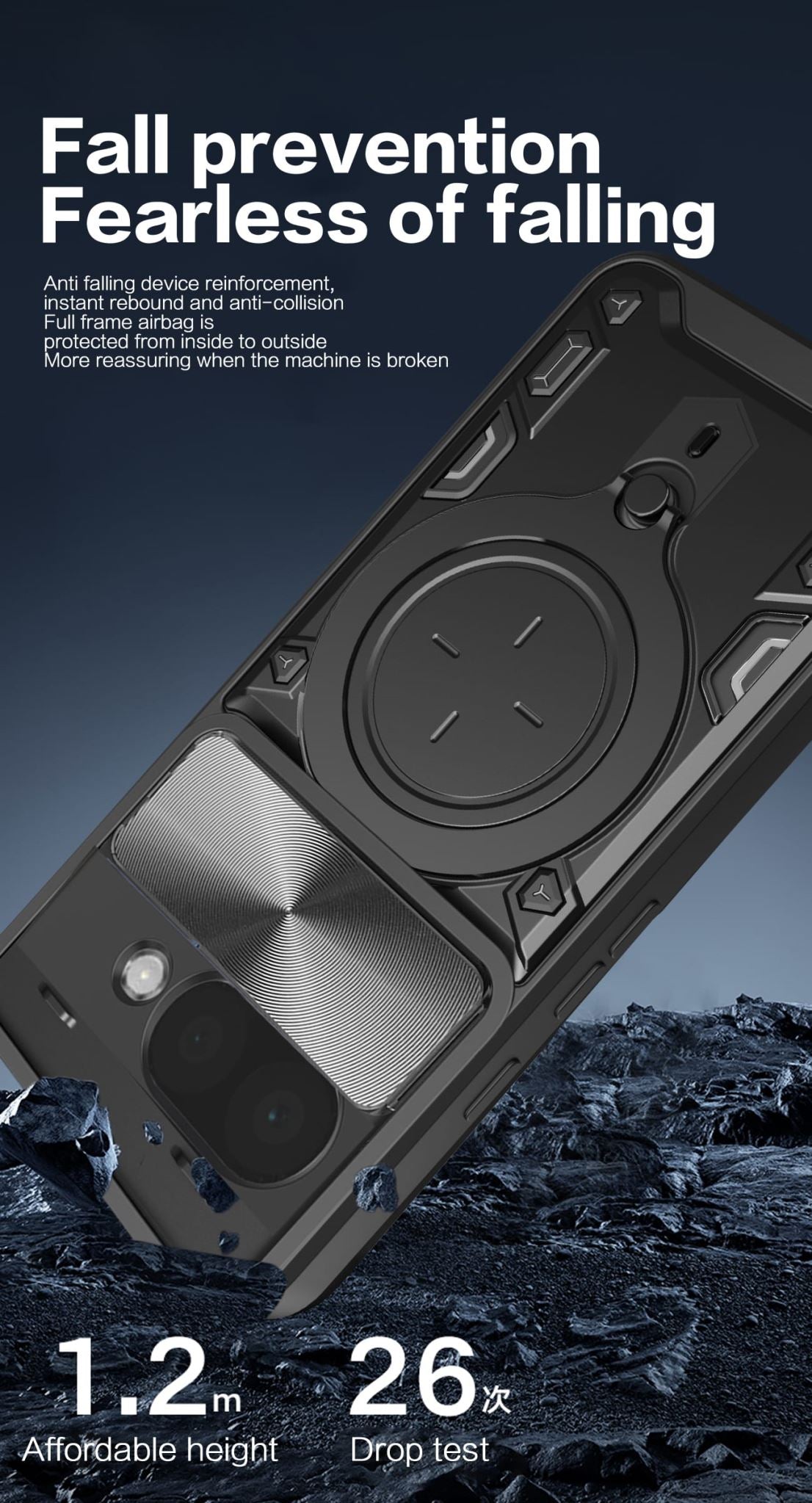 Google Pixel 9a Ring Kickstand Case w/ Camera Cover [Black]