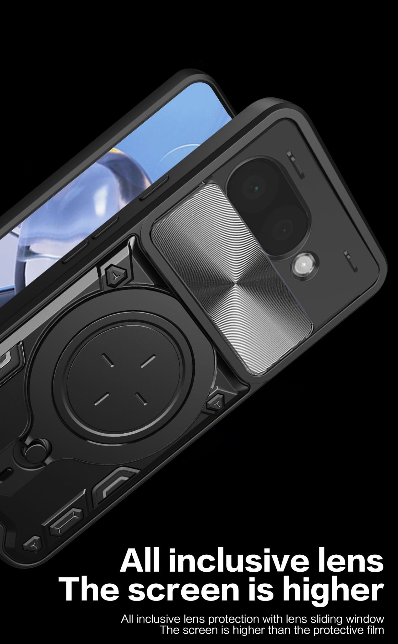 Google Pixel 9a Ring Kickstand Case w/ Camera Cover [Black]