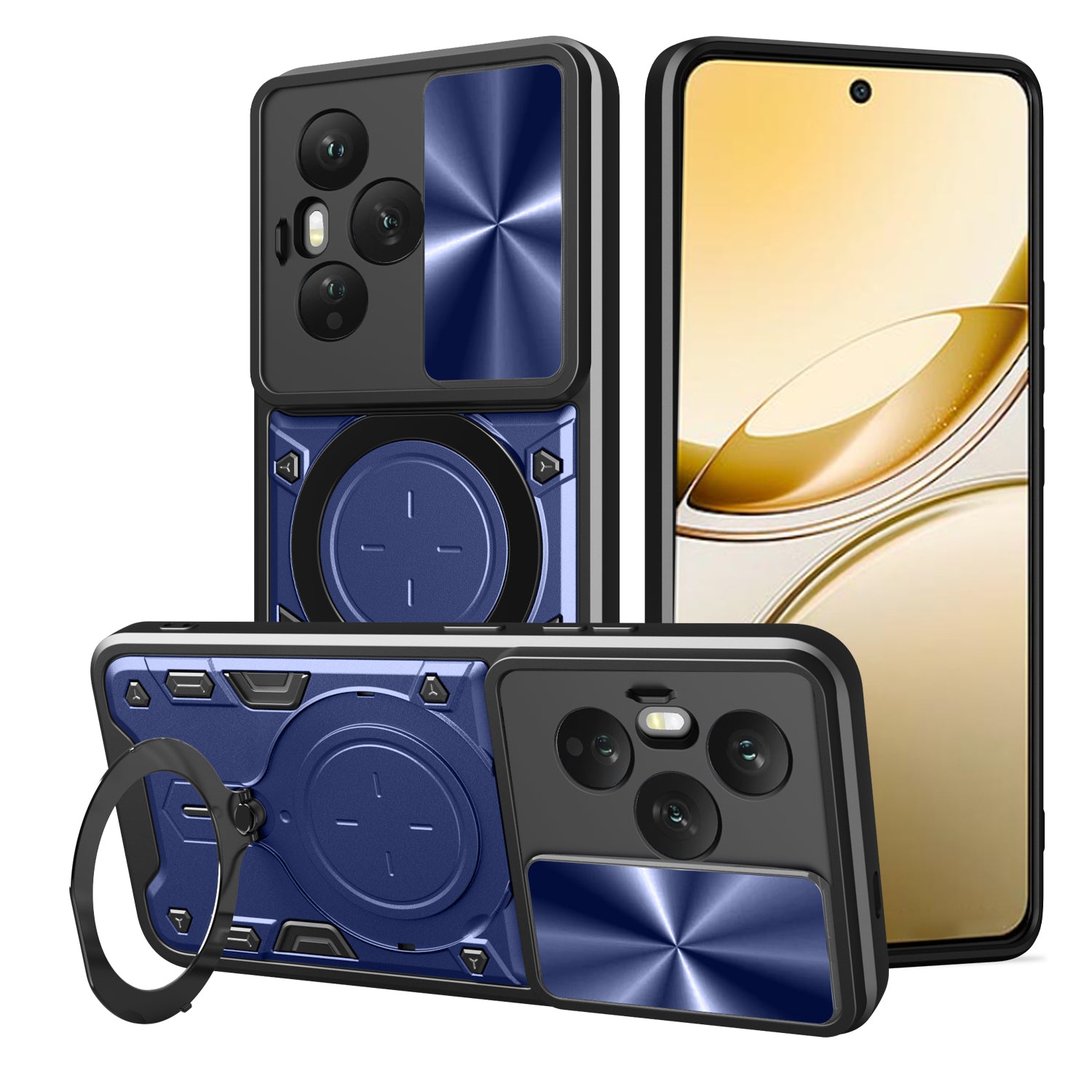 Honor 400 Pro Ring Kickstand Case w/ Camera Cover [Navy]