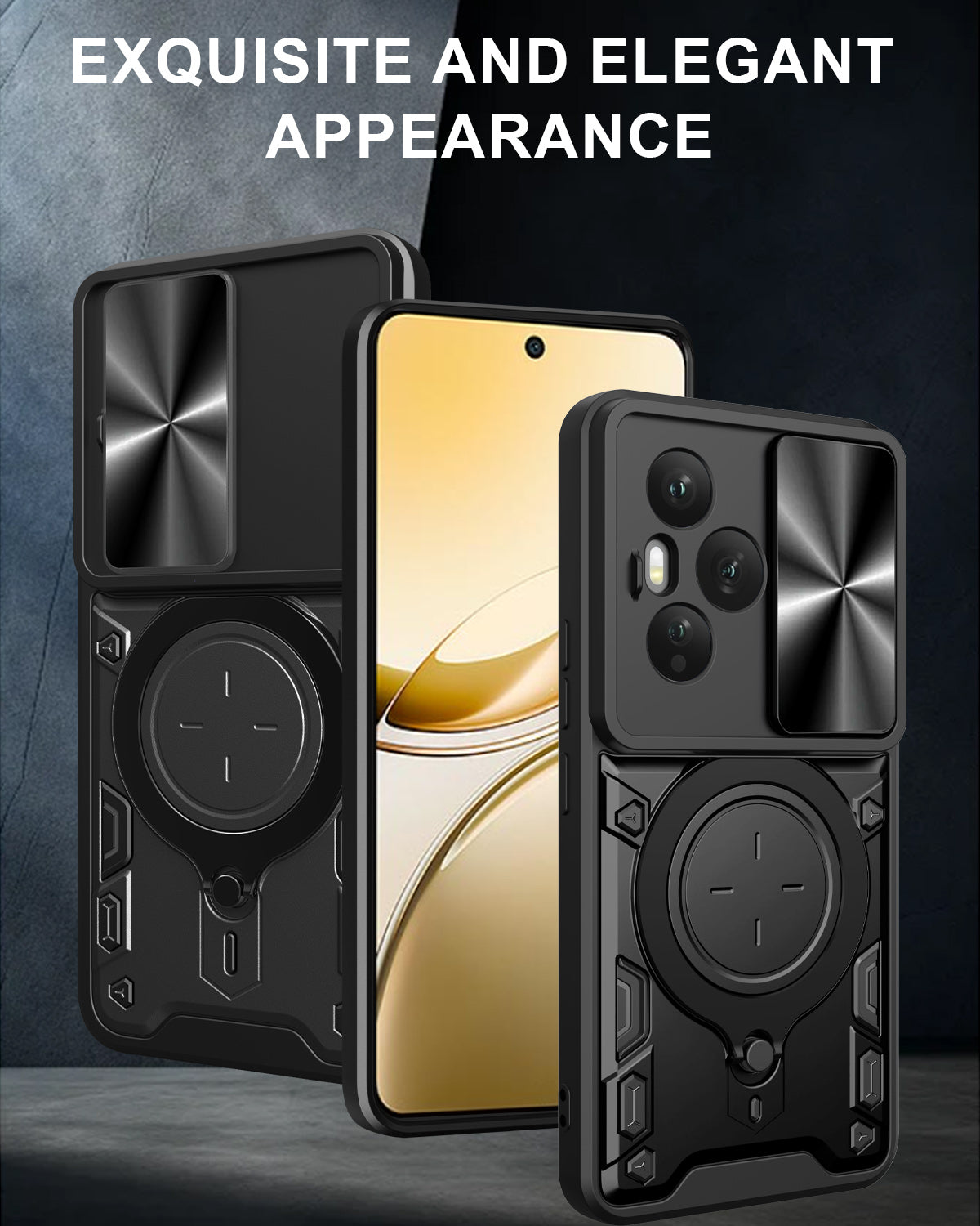 Honor 400 Pro Ring Kickstand Case w/ Camera Cover [Rose Gold]