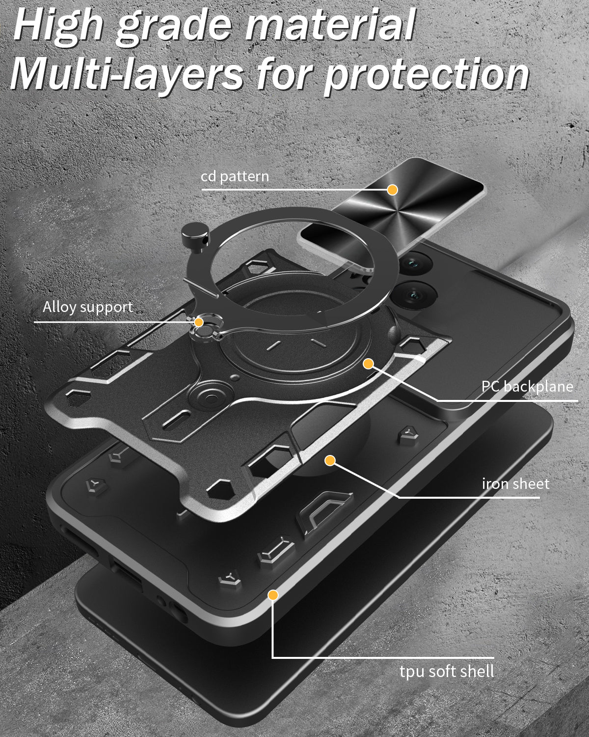 Honor 400 Pro Ring Kickstand Case w/ Camera Cover [Purple]