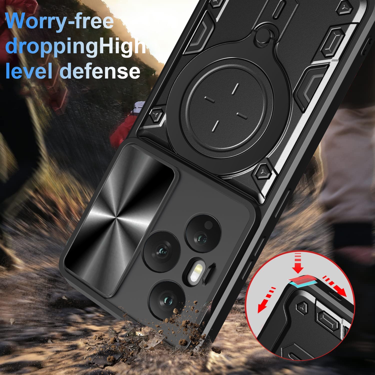 Honor 400 Pro Ring Kickstand Case w/ Camera Cover [Red]