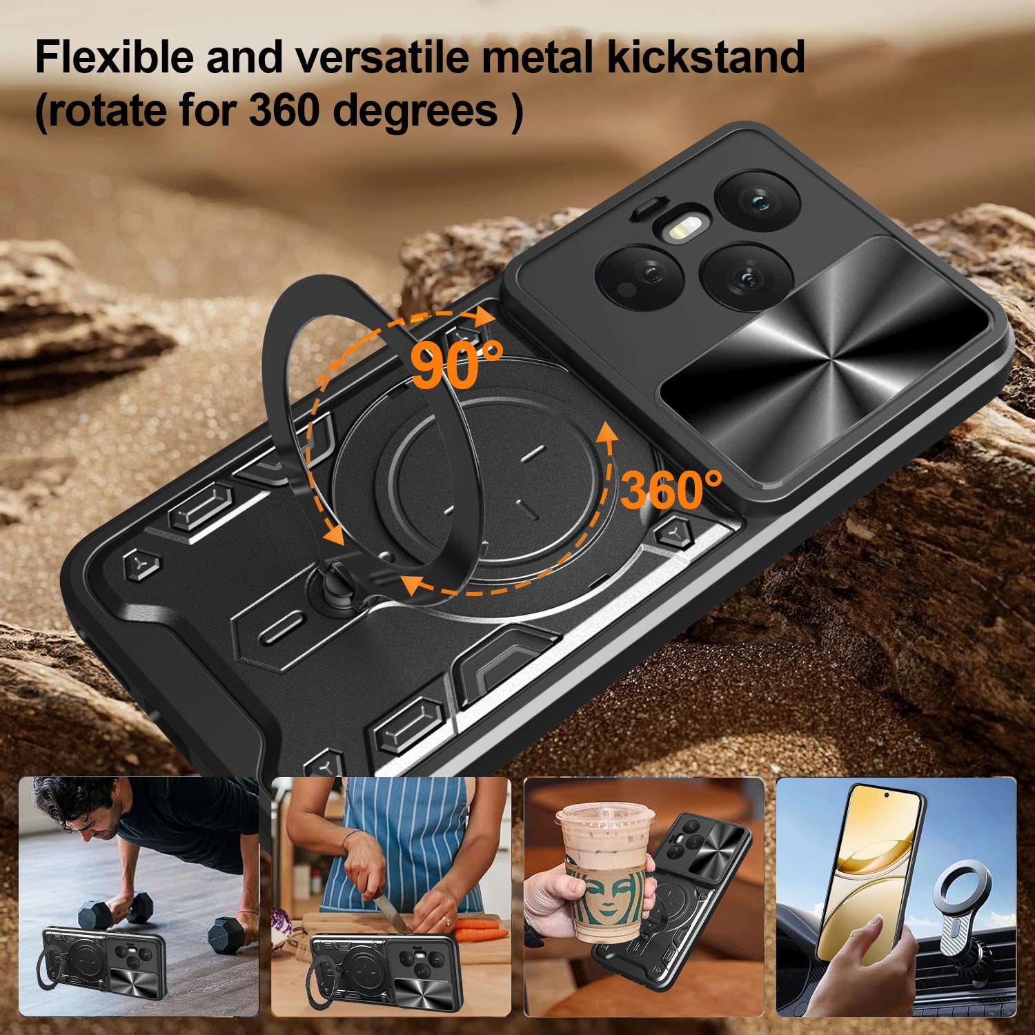 Honor 400 Pro Ring Kickstand Case w/ Camera Cover [Red]