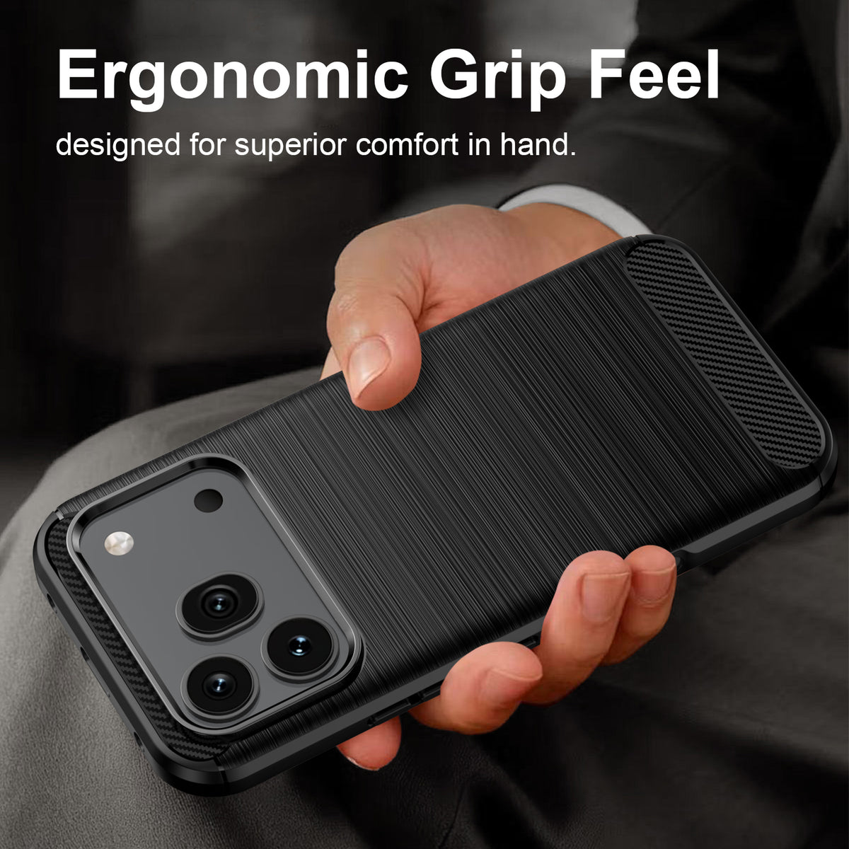 Honor 600 / 600 Pro Carbon Fibre TPU Case Slim Shockproof Cover [Black]