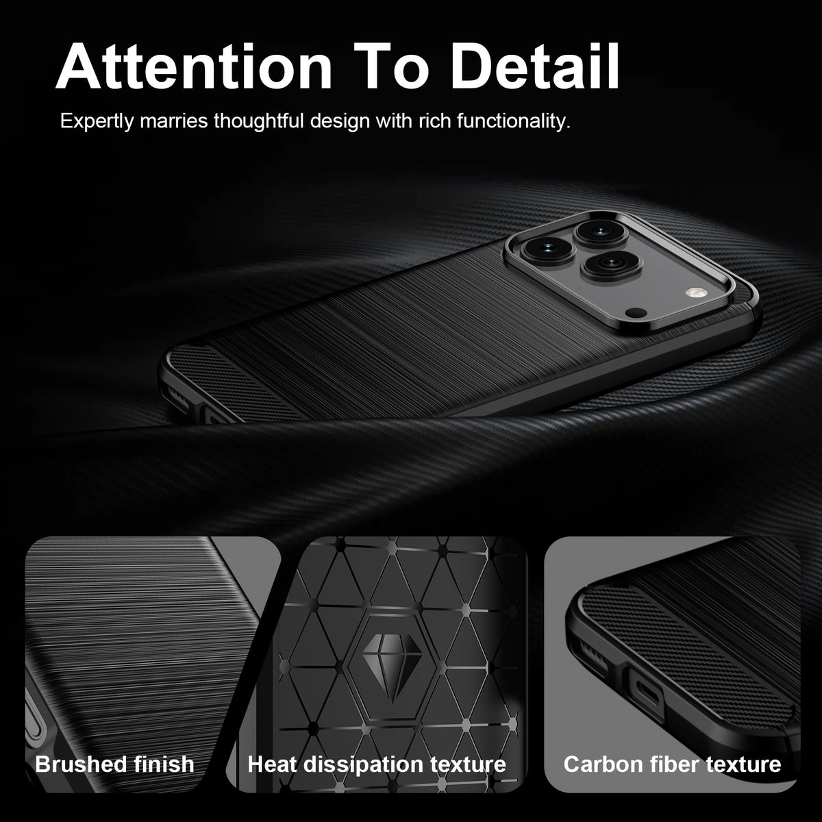 Honor 600 / 600 Pro Carbon Fibre TPU Case Slim Shockproof Cover [Black]