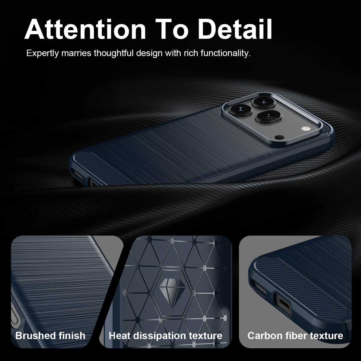 Honor 600 / 600 Pro Carbon Fibre TPU Case Slim Shockproof Cover [Navy]