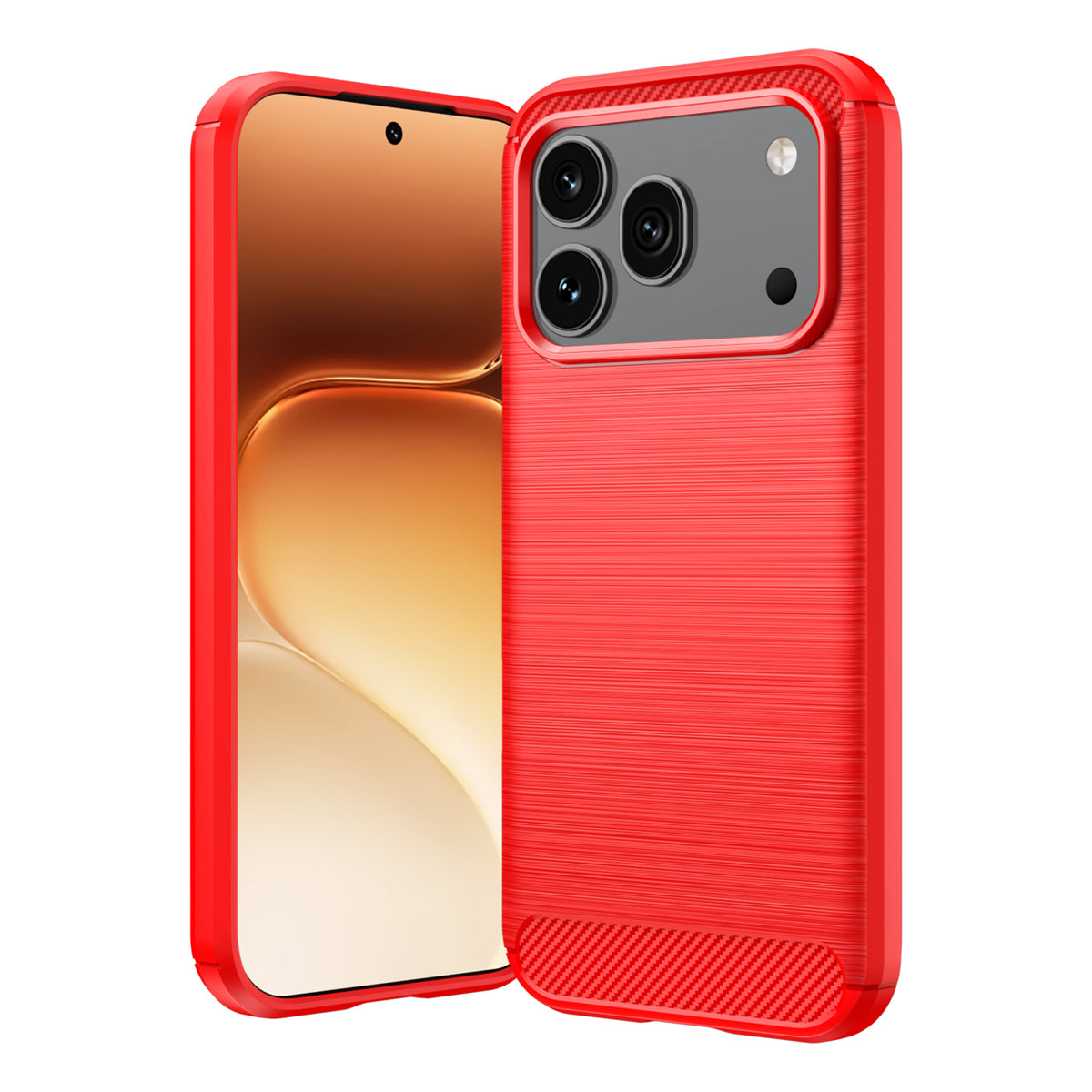 Honor 600 / 600 Pro Carbon Fibre TPU Case Slim Shockproof Cover [Red]