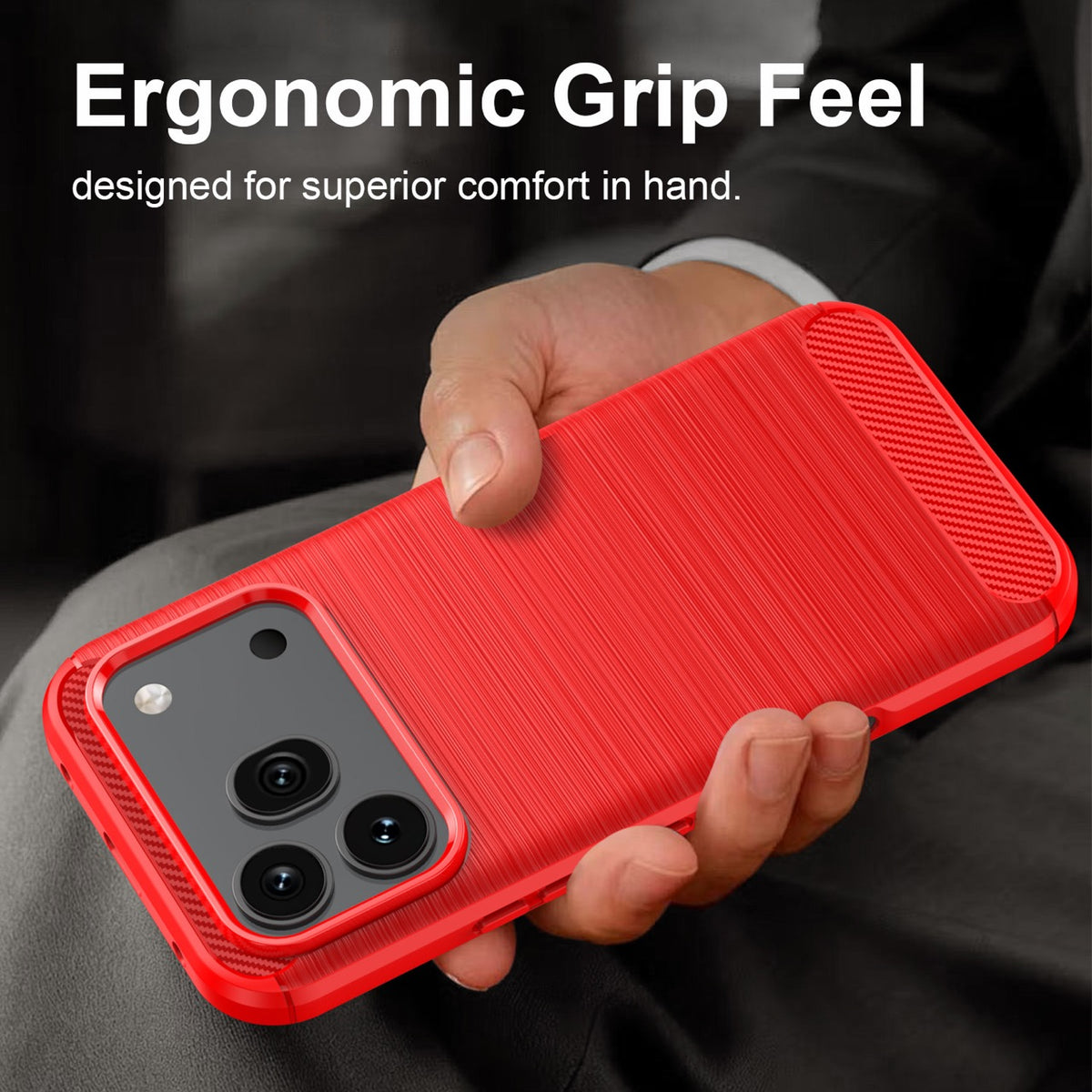 Honor 600 / 600 Pro Carbon Fibre TPU Case Slim Shockproof Cover [Red]