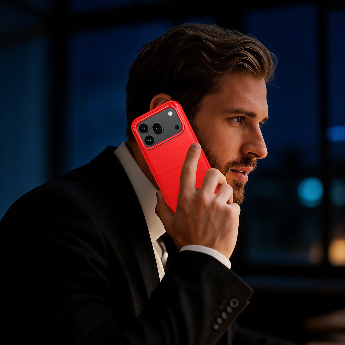 Honor 600 / 600 Pro Carbon Fibre TPU Case Slim Shockproof Cover [Red]