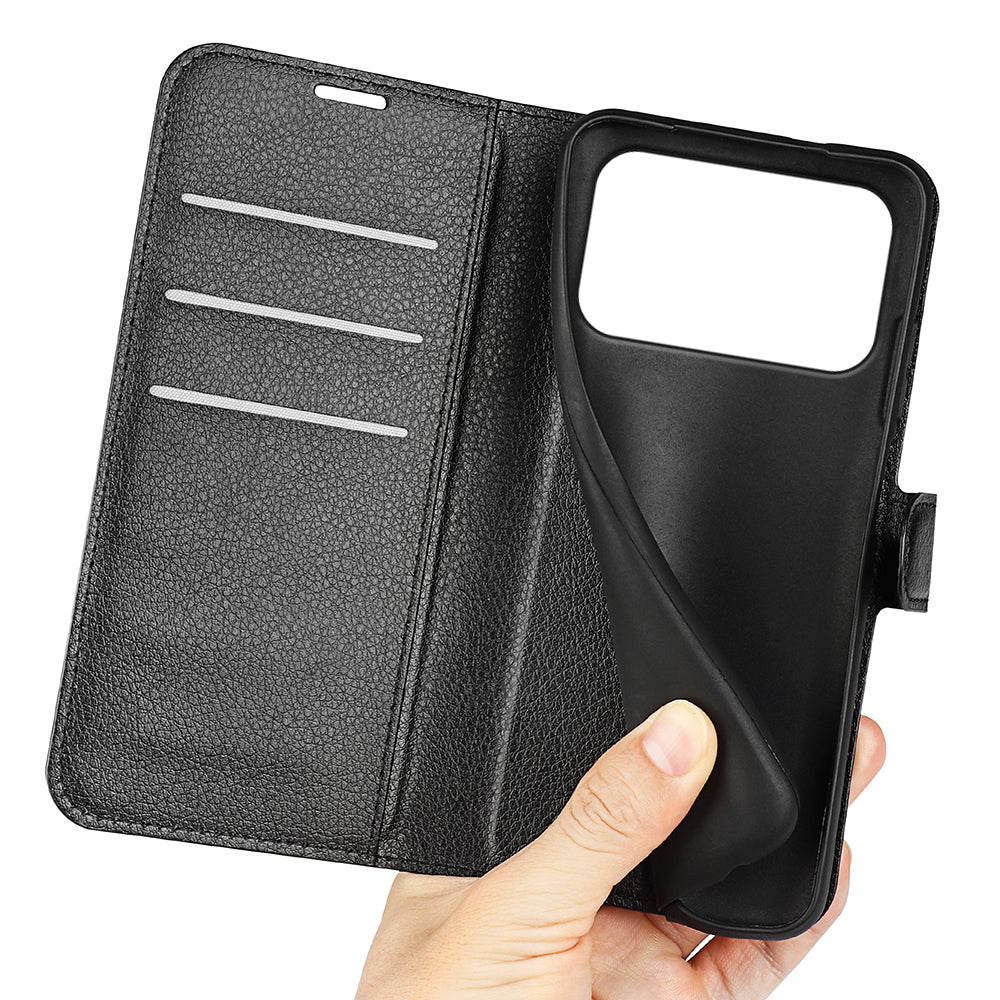 Wallet Case for Honor 600 / 600 Pro – PU Leather Flip Cover with Card Holder & Stand [Black]