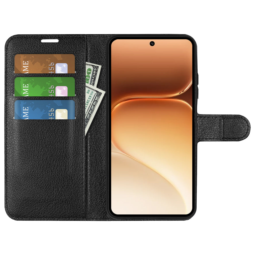 Wallet Case for Honor 600 / 600 Pro – PU Leather Flip Cover with Card Holder & Stand [Black]