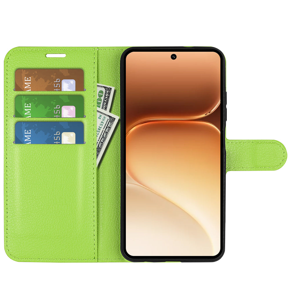 Wallet Case for Honor 600 / 600 Pro – PU Leather Flip Cover with Card Holder & Stand [Green]