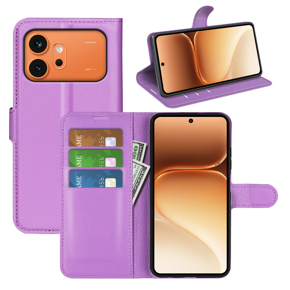 Wallet Case for Honor 600 / 600 Pro – PU Leather Flip Cover with Card Holder & Stand [Purple]
