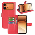 Wallet Case for Honor 600 / 600 Pro – PU Leather Flip Cover with Card Holder & Stand [Red] - Red