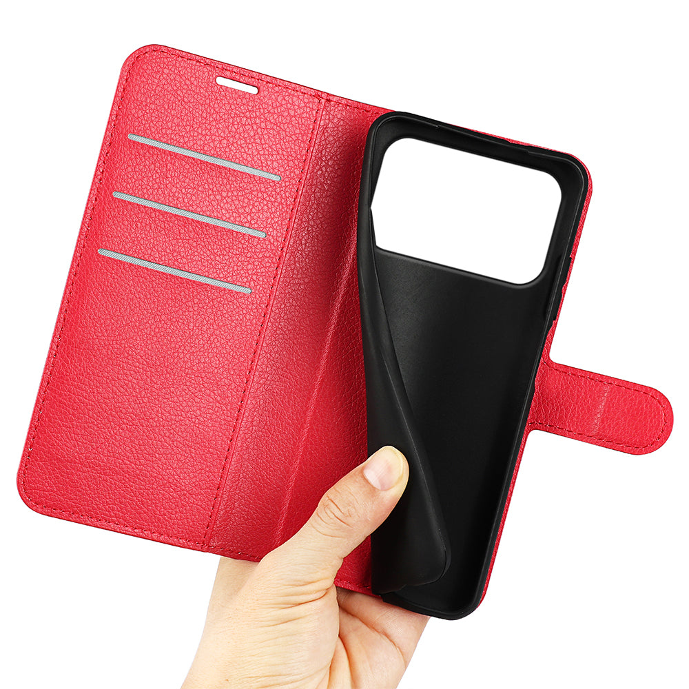 Wallet Case for Honor 600 / 600 Pro – PU Leather Flip Cover with Card Holder & Stand [Red]