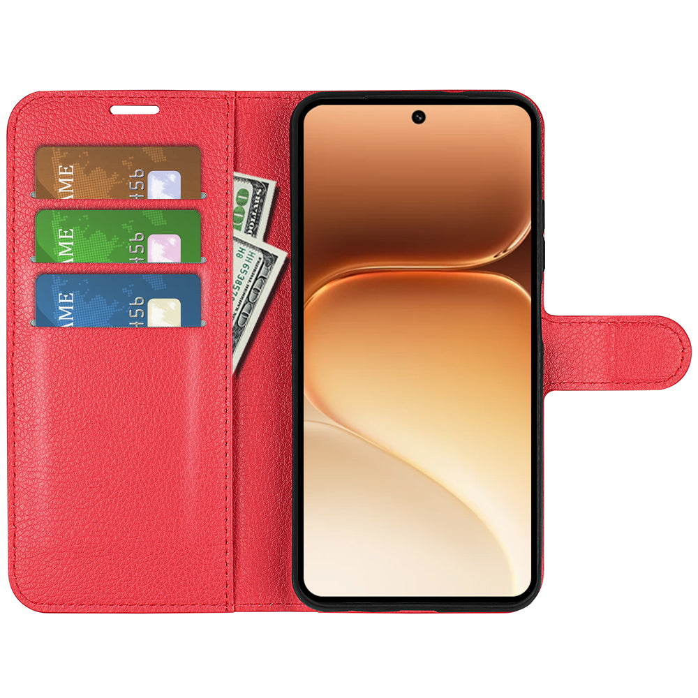 Wallet Case for Honor 600 / 600 Pro – PU Leather Flip Cover with Card Holder & Stand [Red]