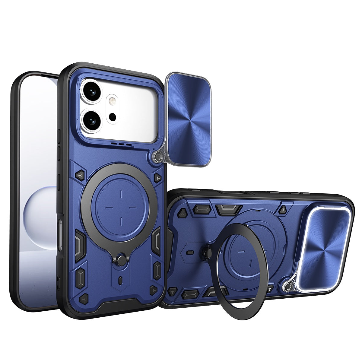Honor 600 / 16 Pro Ring Kickstand Case w/ Camera Cover [Navy]