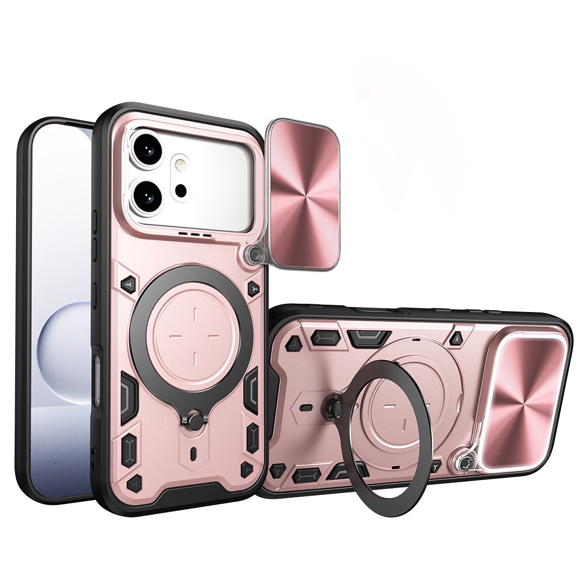 Honor 600 / 16 Pro Ring Kickstand Case w/ Camera Cover [Rose Gold]