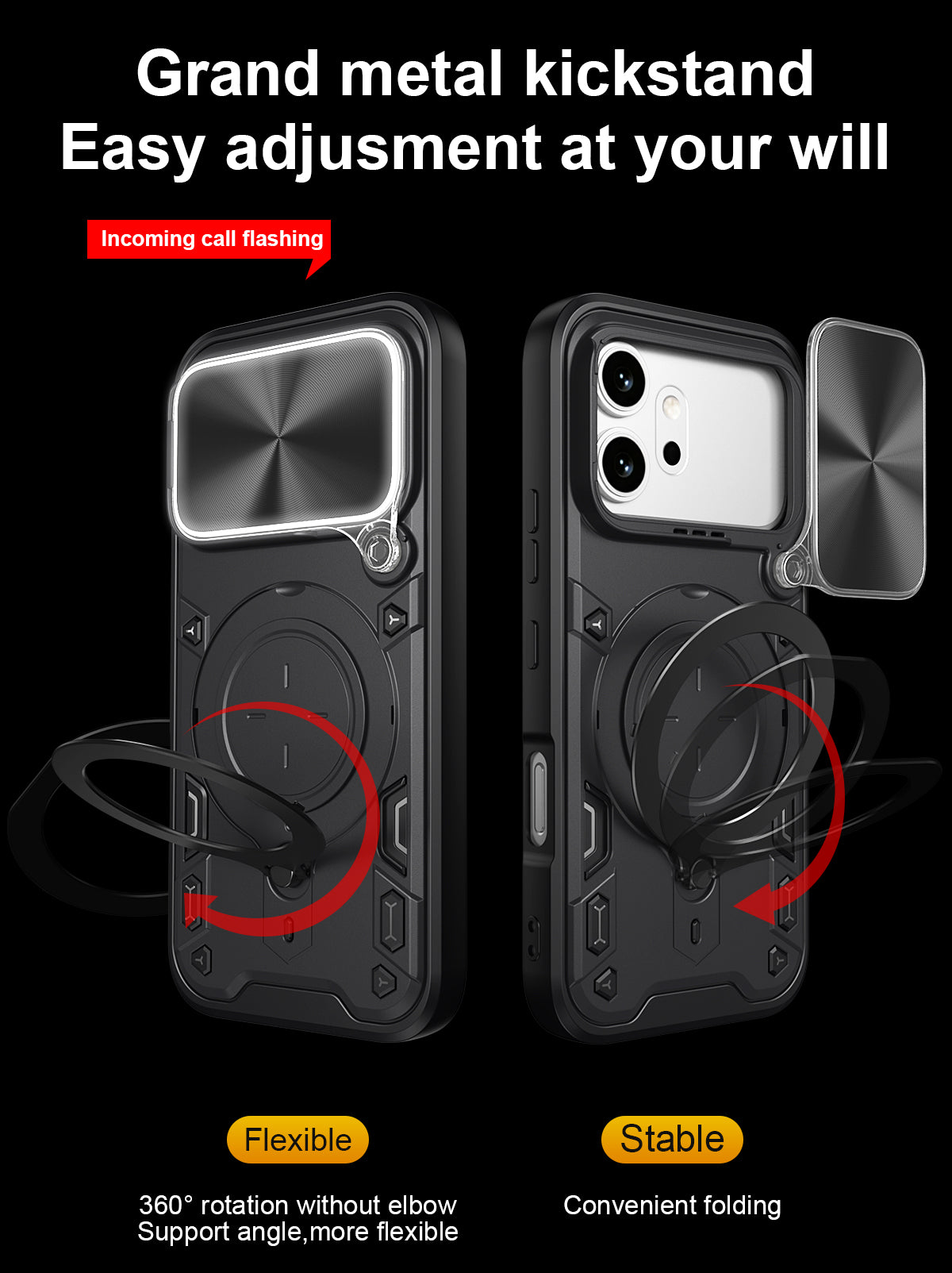 Honor 600 / 16 Pro Ring Kickstand Case w/ Camera Cover [Red]
