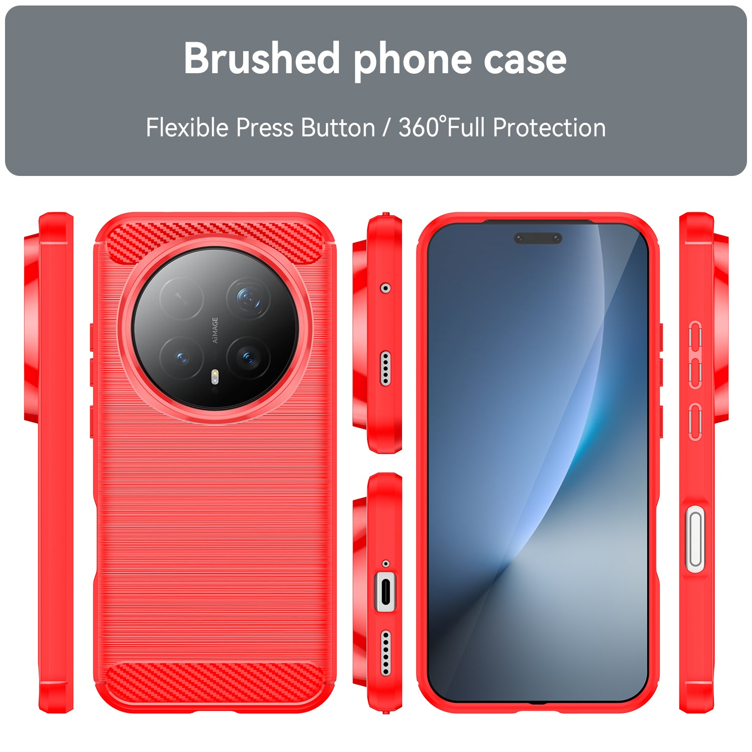 Honor Magic 8 Pro 5G Carbon Fibre TPU Case Slim Shockproof Cover Red