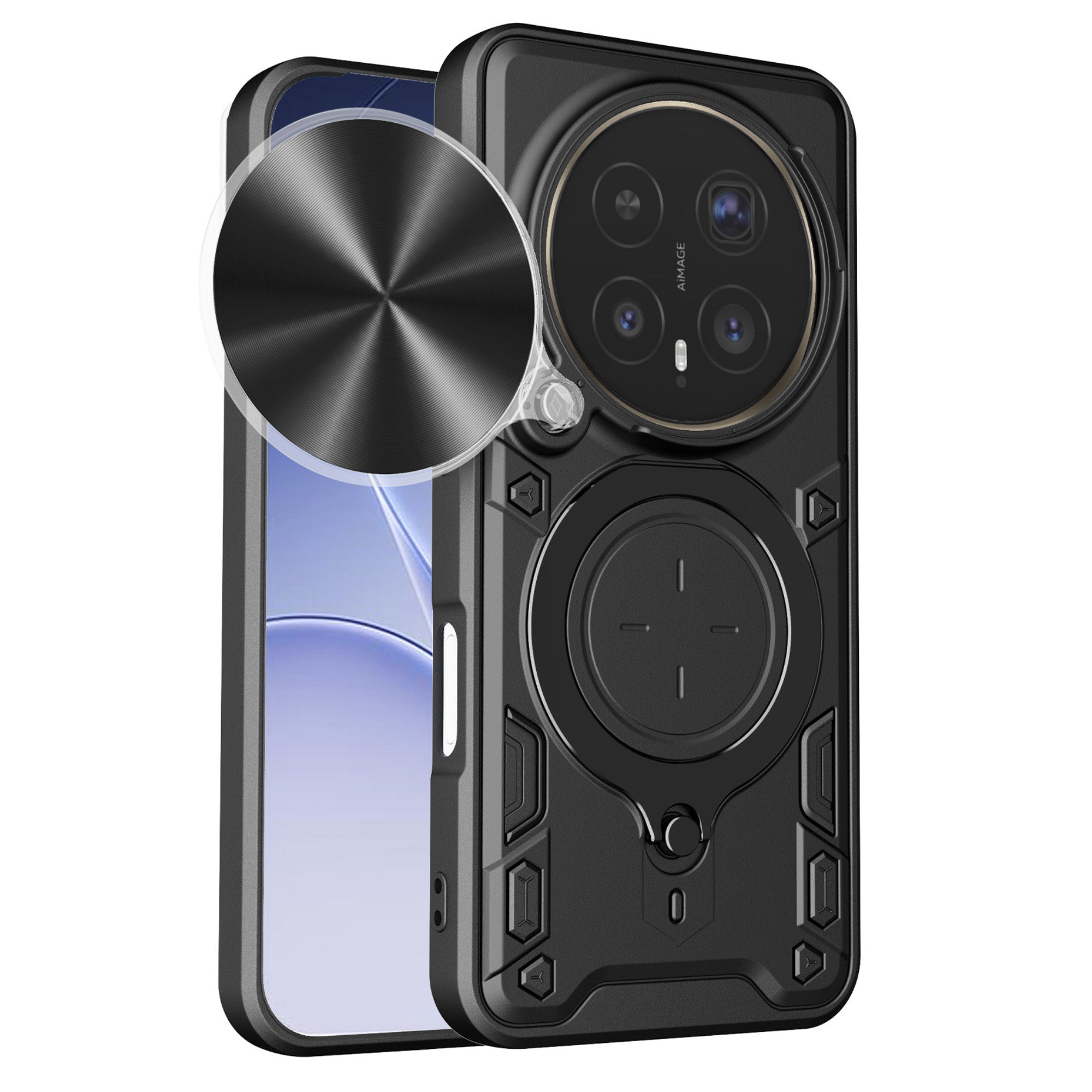 Honor Magic 8 Pro 5G  Ring Kickstand Case w/ Camera Cover [Black]