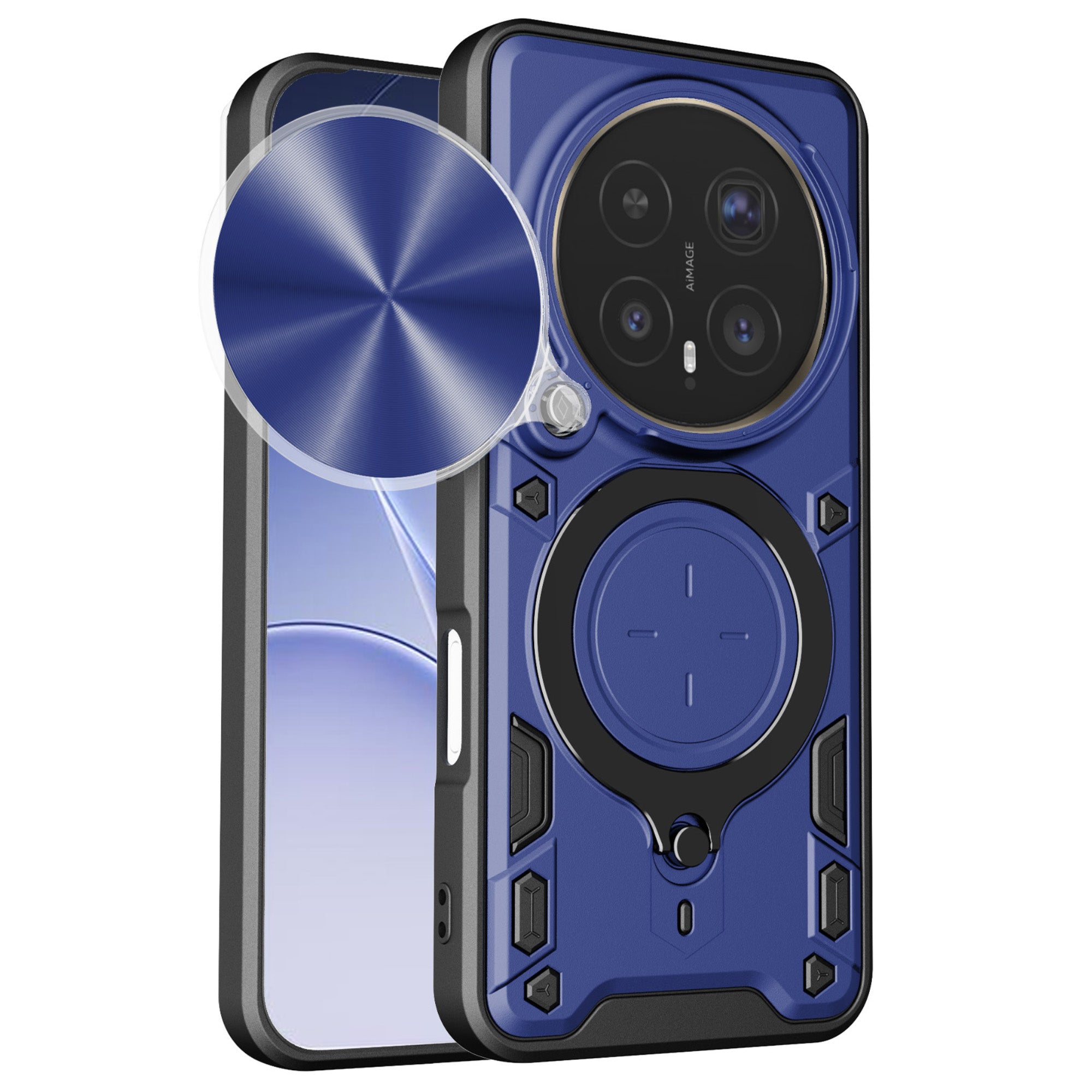Honor Magic 8 Pro 5G  Ring Kickstand Case w/ Camera Cover [Navy]