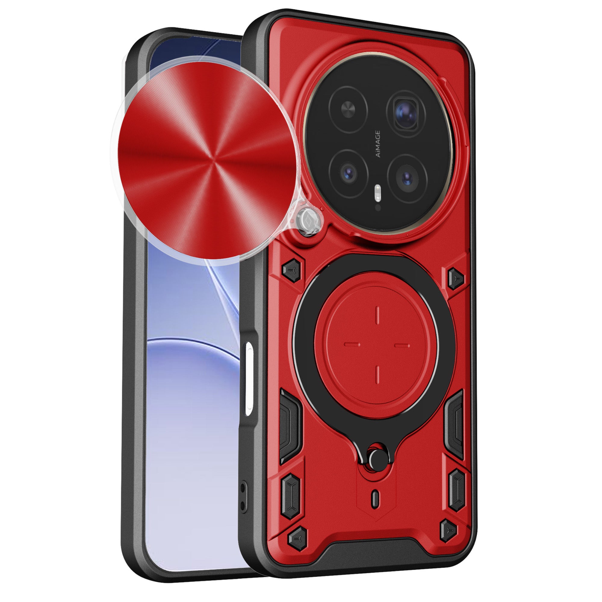Honor Magic 8 Pro 5G  Ring Kickstand Case w/ Camera Cover [Red]