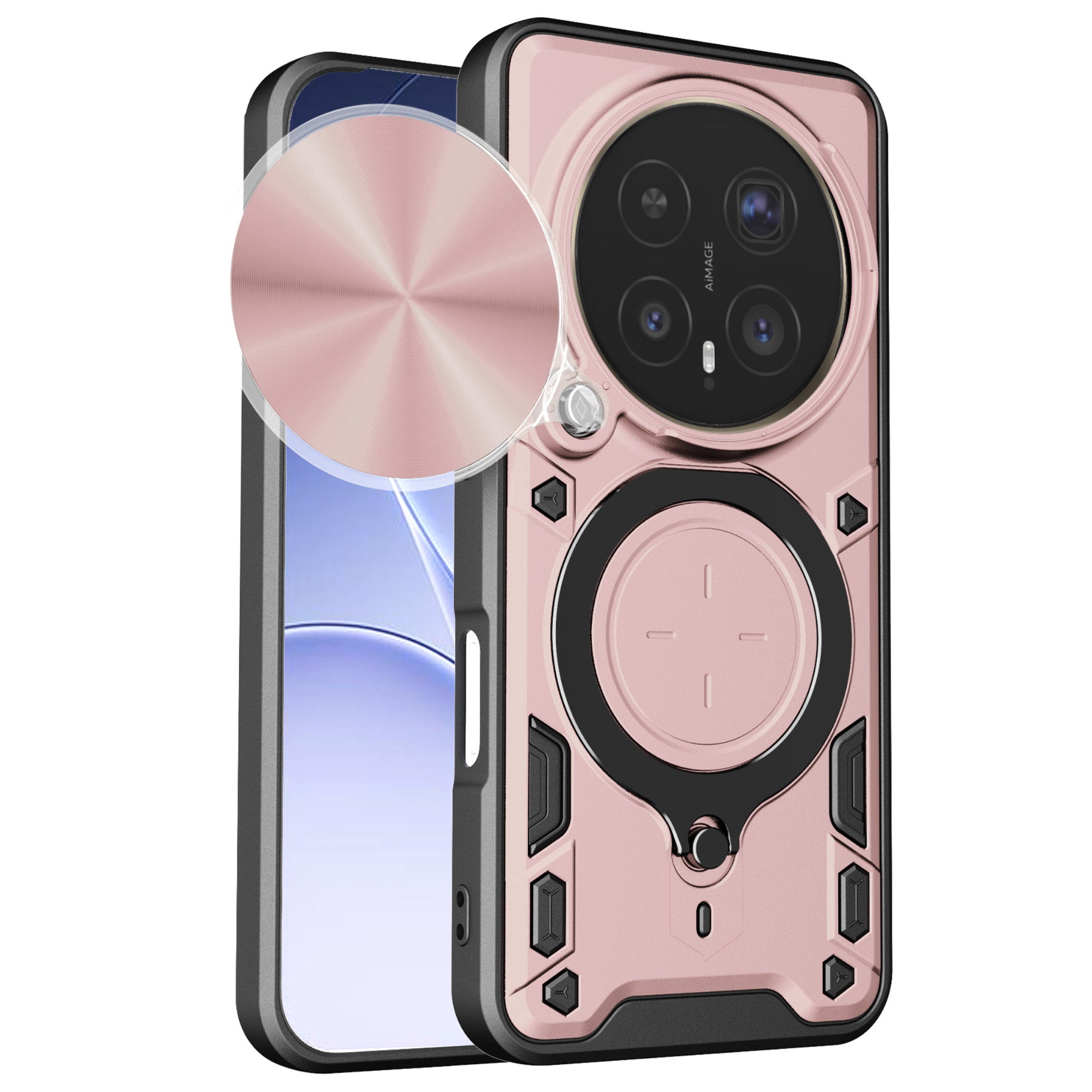 Honor Magic 8 Pro 5G  Ring Kickstand Case w/ Camera Cover [Rose Gold]