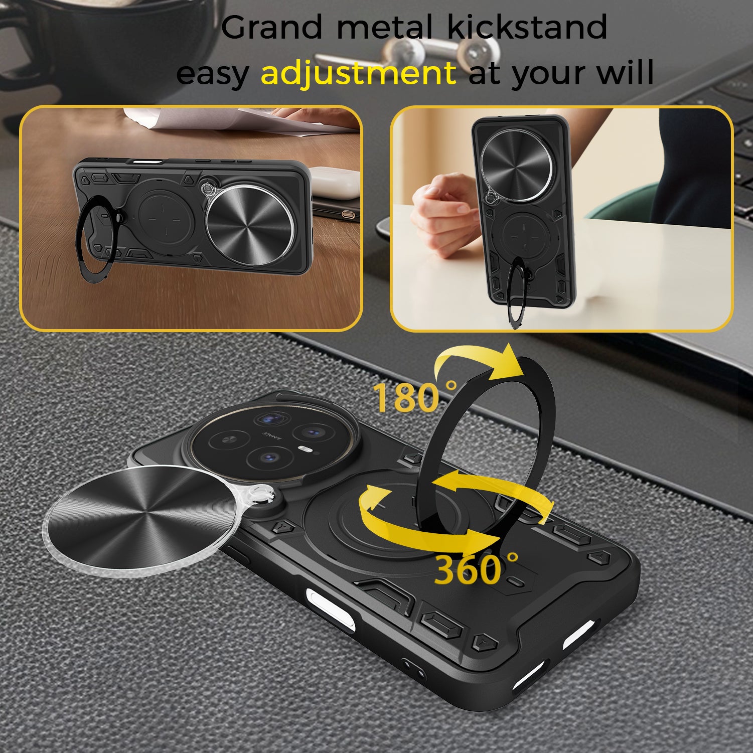 Honor Magic 8 Pro 5G  Ring Kickstand Case w/ Camera Cover [Rose Gold]