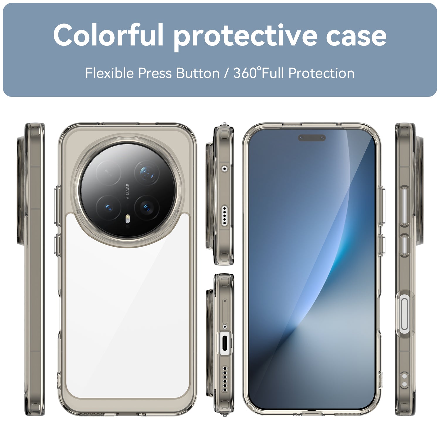 Honor Magic 8 Pro 5G Soft TPU Bumper Shockproof Cover Case [Clear Grey]