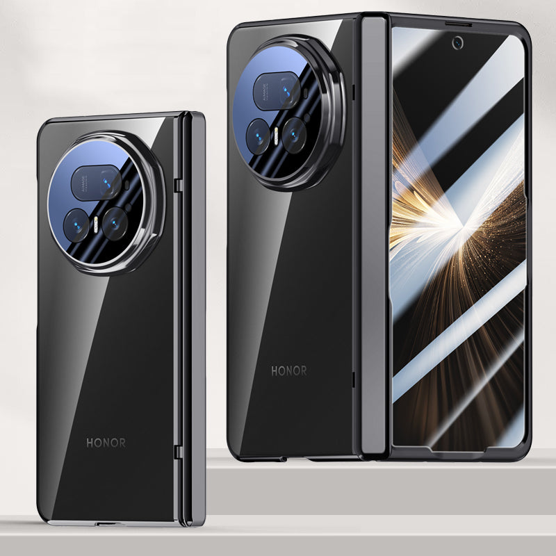 Icebreaker Clear Electroplated Hinge Case for Honor Magic V5 with Tempered Glass [Black]