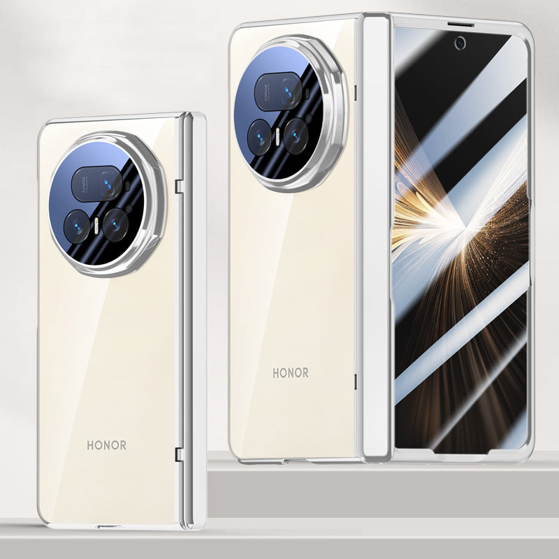 Icebreaker Clear Electroplated Hinge Case for Honor Magic V5 with Tempered Glass [Silver]