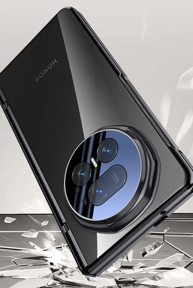 Icebreaker Clear Electroplated Hinge Case for Honor Magic V5 with Tempered Glass [Black]