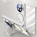 Clear 360°Rotating Magnetic Ring Stand Case for Honor Magic V5 with Tempered Glass [Silver] - Silver