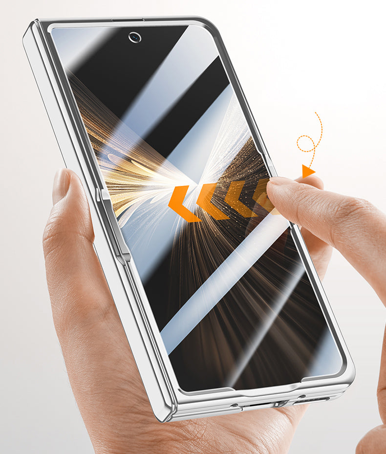 Clear 360°Rotating Magnetic Ring Stand Case for Honor Magic V5 with Tempered Glass [Gold]