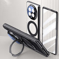 HONOR Magic V6 Clear Magnetic Case - 360° Rotating Ring Stand & Hinge Shield [Black] - Black