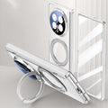 HONOR Magic V6 Clear Magnetic Case - 360° Rotating Ring Stand & Hinge Shield [Silver] - Silver